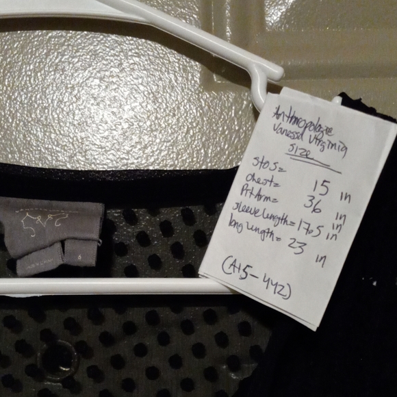 Anthropologie vanessa virginia blouse top ruched pleated Black Sheer Size 6 - Picture 9 of 9